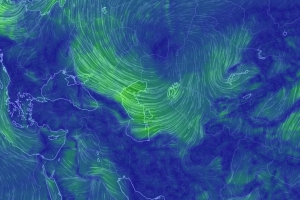 Штормовое предупреждение и сильный ветер в Астрахани: потоки воздуха в реальном времени
