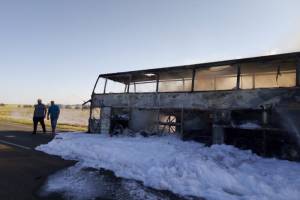 В Калмыкии сгорел пассажирский автобус из Астрахани