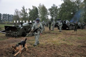 Под Астраханью военные роботы-сапёры и роботы-пожарные искали мины