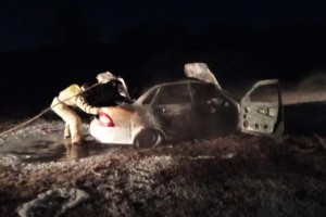 Вчера вечером в&#160;Астраханской области сгорела машина