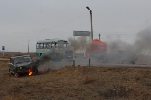 На Началовском шоссе прошли учения по ликвидации последствий дорожно-транспортного происшествия