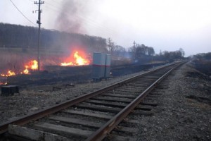 В Астраханской области у железной дороги ликвидировали степной пожар