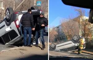 Астраханцы чудом выжили в серьёзной аварии с перевернувшимся авто