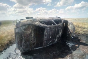 На трассе под Астраханью загорелся автомобиль