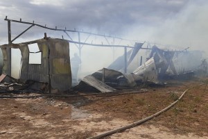 Вчера в Астраханской области горела хозпостройка на площади 250 кв. м