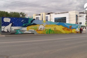 Белые медведи появились в Астрахани в стиле стрит-арт