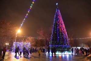 На главной ёлке Астрахани зажглись новогодние огни