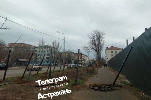 В Астрахани застройщик лишил горожан тротуара и деревьев