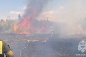 В Астрахани пожарные не дали огню перекинуться с&#160;горящего камыша на жилые&#160;дома