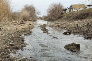 Пересохший ерик под Астраханью внезапно начал наполняться водой