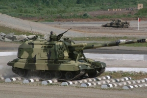 Морпехи Каспийской флотилии провели тренировку на самоходных артиллерийских установках