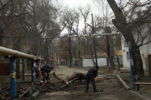 Последствия сильного ветра в Астрахани 29 марта