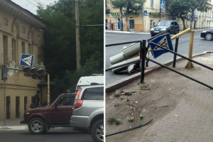Астраханцы утверждают, что светофоры в центре города сбил мусоровоз