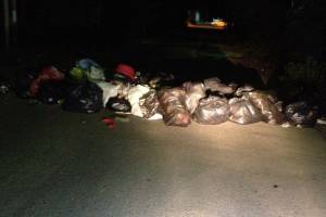 В Астрахани перекрыли дорогу пакетами с мусором