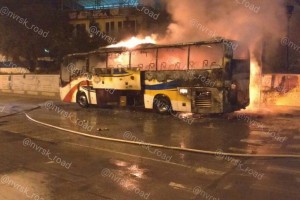 В Новороссийске сгорел автобус астраханских футболистов