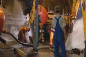 Вода хлестала фонтаном: в Астрахани затопило одну из центральных улиц