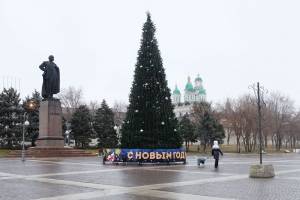 На главной площади Астрахани установили 13-метровую елку