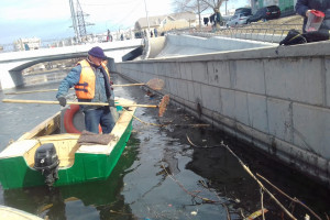 В Астрахани расчищают водные каналы