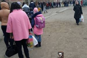 В Астрахани засняли огромную очередь на маршрутку