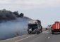 Реальное видео страшного пожара на трассе в 170 километрах от Астрахани