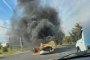 В Астрахани посреди дороги загорелся автомобиль