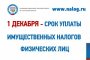 1 декабря 2017 года – срок уплаты имущественных налогов физических лиц